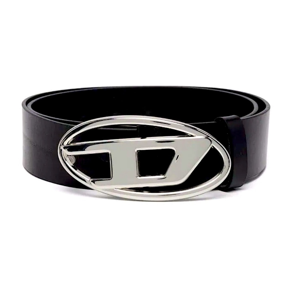 Diesel Black Leather D Logo Belt